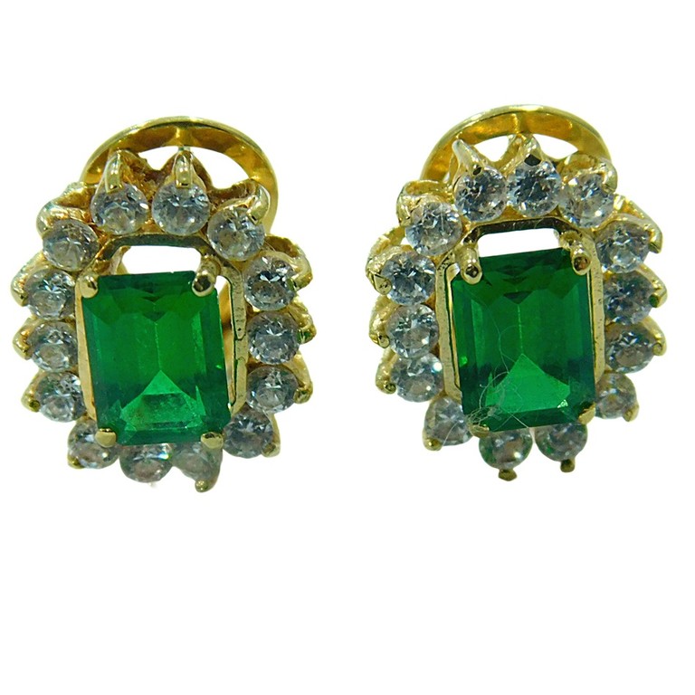 PENDIENTES CIERRE OMEGA CIRCONITAS BLANCAS Y VERDE