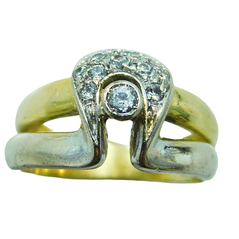 ANILLO ANCHO BICOLOR APLIQUE CIRCONITAS CENTRALES