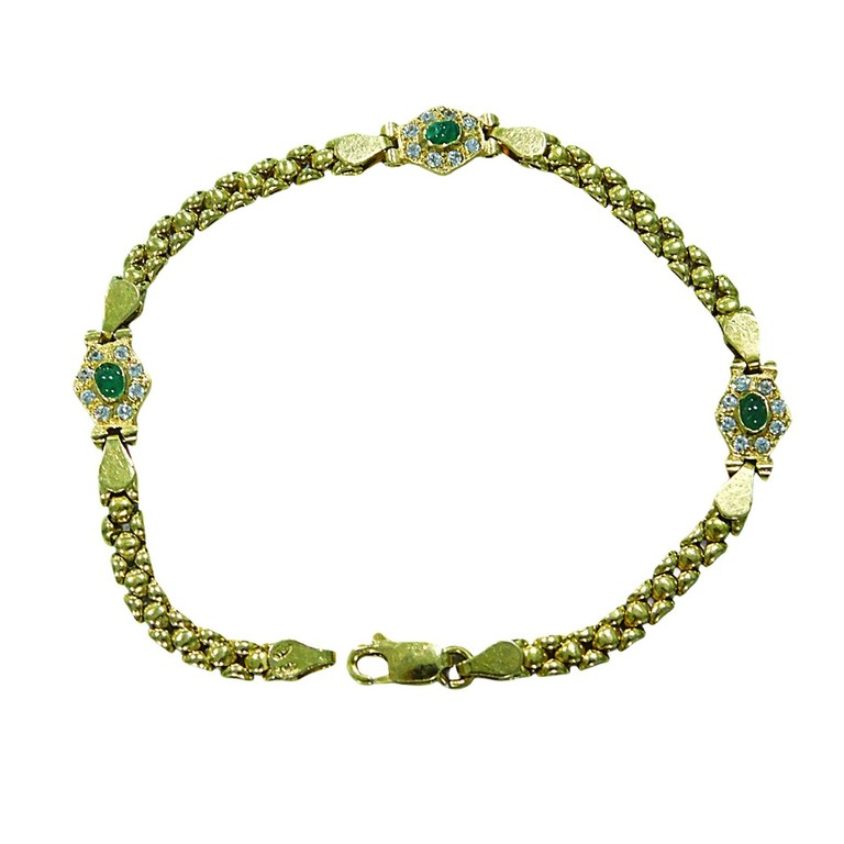 PULSERA PANTER APLIQUES CIRCONITAS VERDES Y BLANCAS