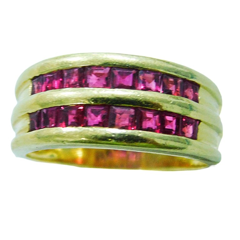 ANILLO 2 RISTRAS CIRCONITAS ROJAS