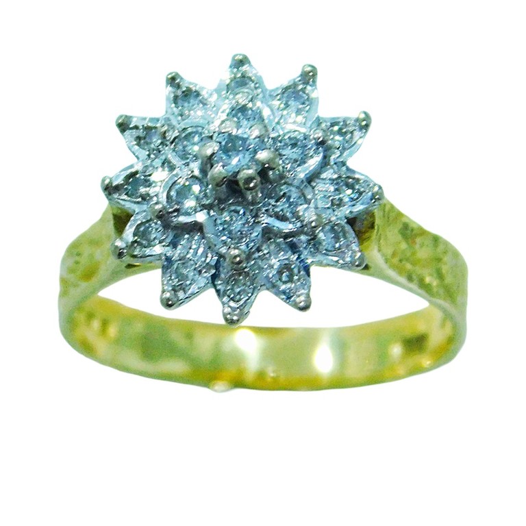 ANILLO BICOLOR APLIQUE FLOR CENTRAL