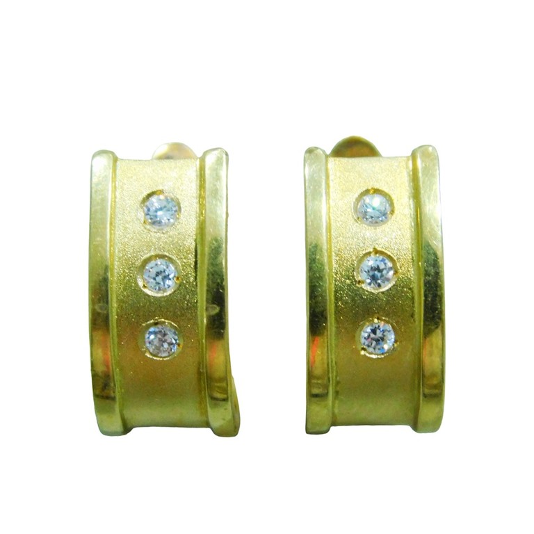 PENDIENTES RECTANGULARES CIERRE CATALAN 3 CIRCONITAS MATE BRILLO