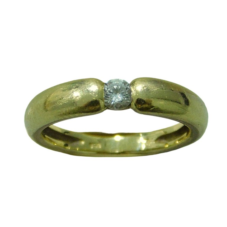 ANILLO TIPO SOLITARIO APLANADO  MOISSANITE CENTRAL