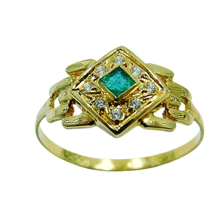 ANILLO FINO PANTER CIRCONITAS VERDE Y BLANCAS