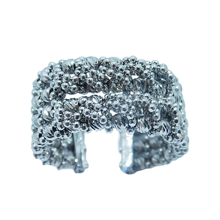 ANILLO ORO BLANCO ANCHO  BOLITAS