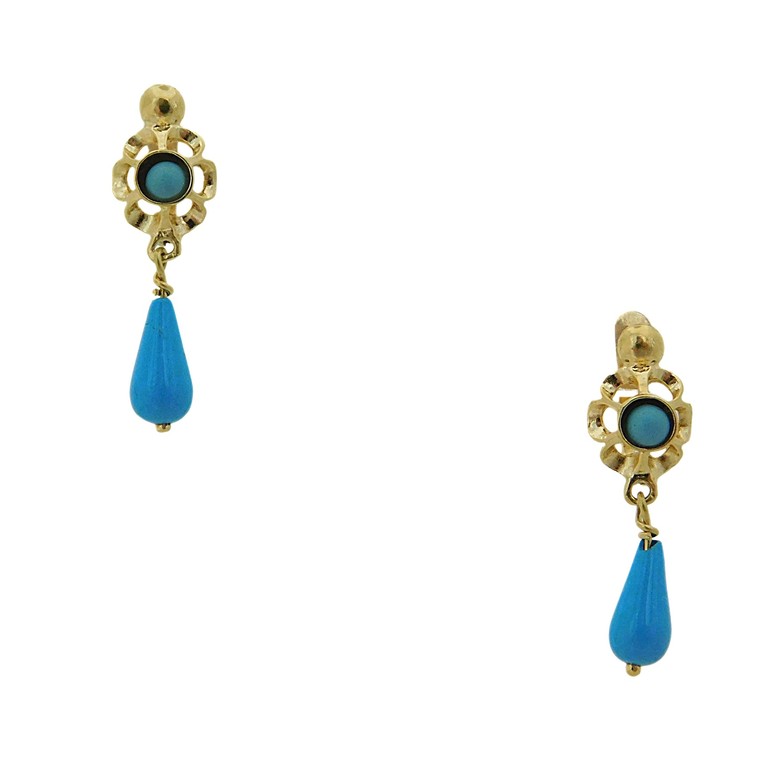 PENDIENTES CON CORAL AZUL