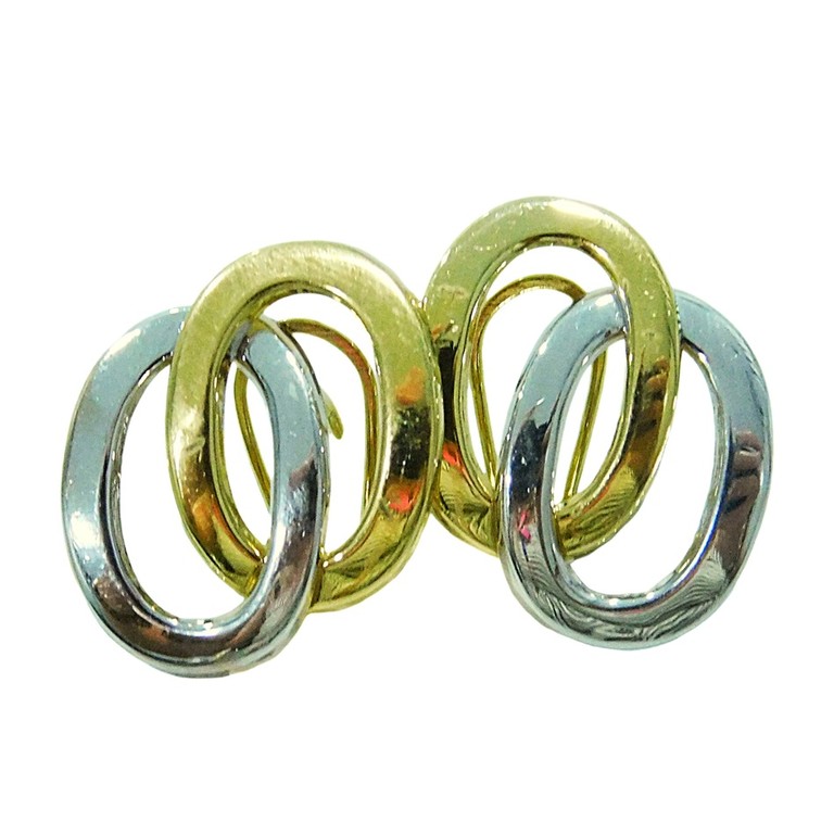 PENDIENTES CIRCULOS  BICOLOR CIERRE OMEGA