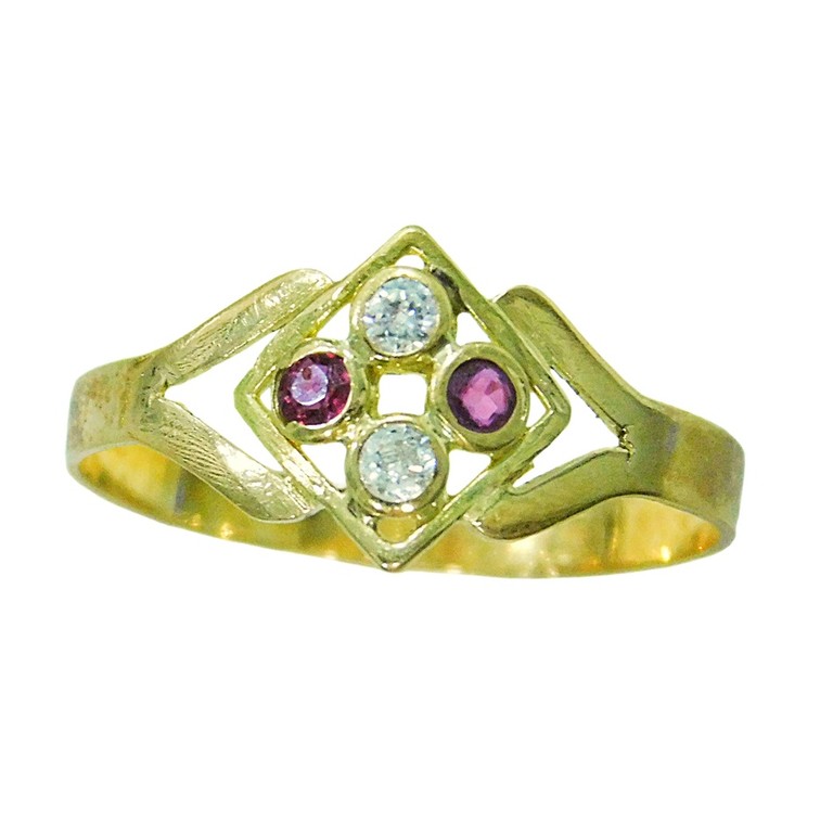 ANILLO PICOS CIRCONITAS BLANCAS Y ROJAS