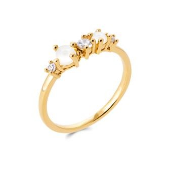 ANILLO PLAQUE ORO 750. 5 MICRAS. CIRCONITA. PIEDRA COLOR TALLA-18 (DABRA)