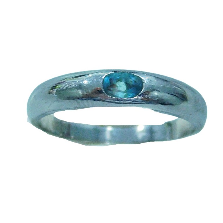 ANILLO ORO BLANCO PIEDRA AZUL CENTRAL