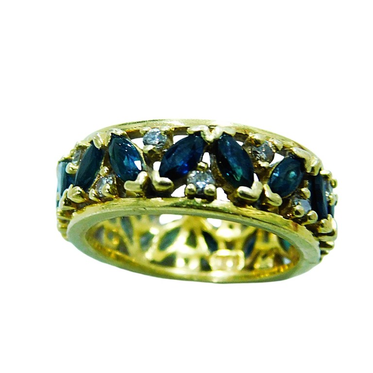 ANILLO CARRIL CALADO CIRCONITAS AZULES Y BLANCAS