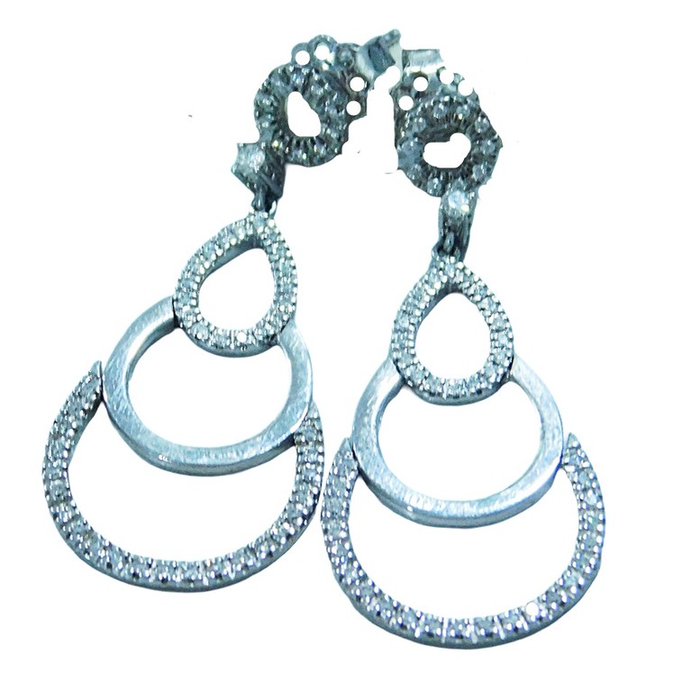 PENDIENTES ALARGADOS CIRCULOS ORO BLANCO