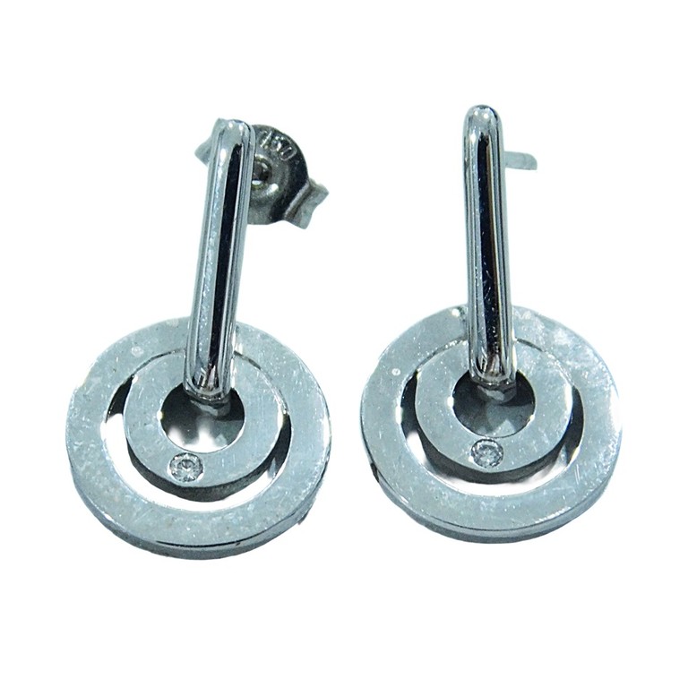 PENDIENTES ORO BLANCO CIRCULO  DE ESPIGO DIAMANTES