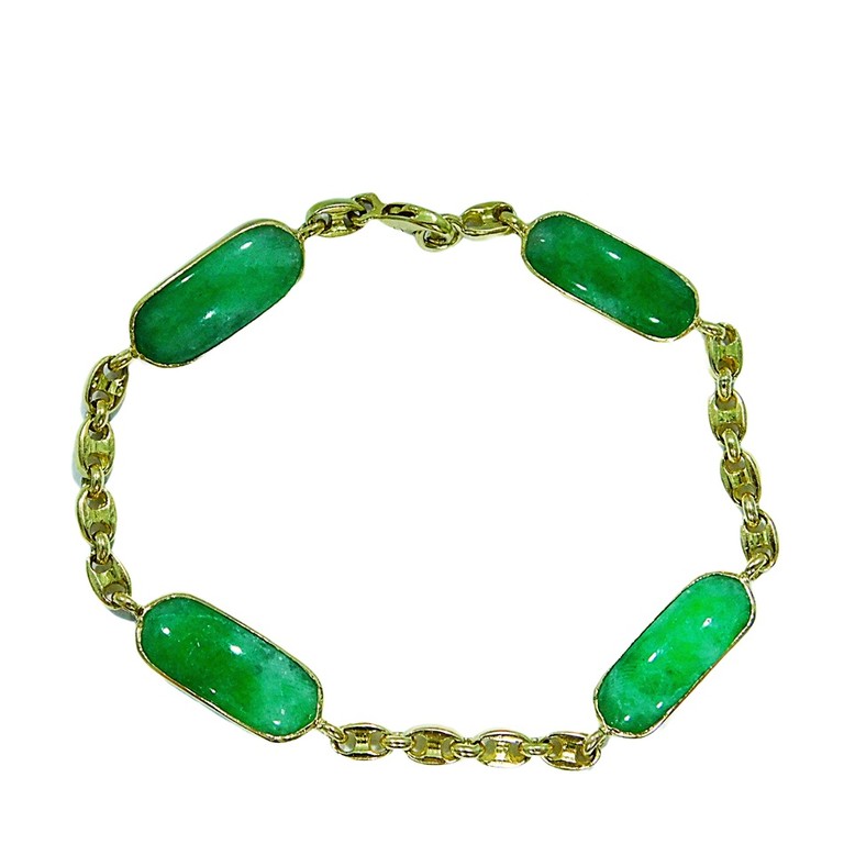 PULSERA ESLABONES CLASICOS CON APLIQUES JADE