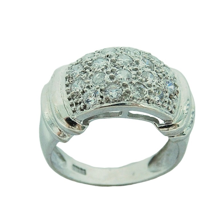 ANILLO ANCHO CIRCONITAS FRONTALES ORO BLANCO